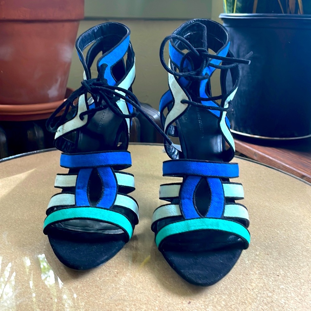 Zara Multicolored Tie Up Heels